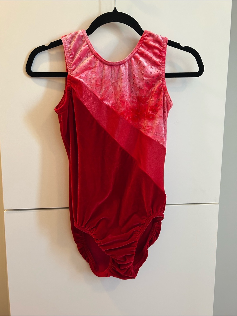 Jam Wear Leos Red Sparkle Velvet Gymnastics Leotard - Adult Large